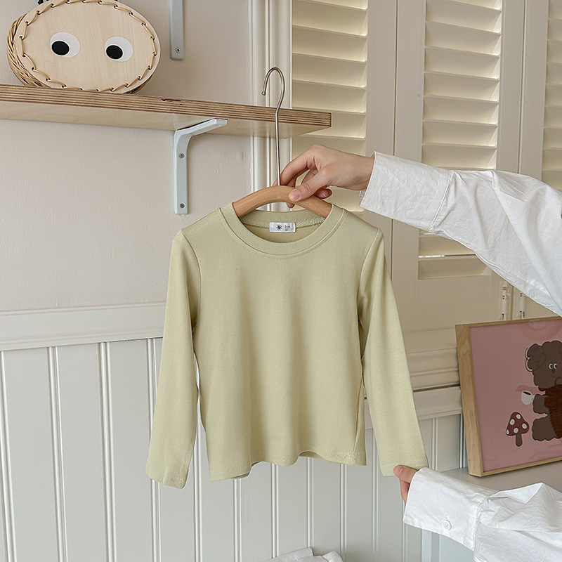 A white long-sleeved loose T-shirt for children, a cute base layer, top and mask T-shirt for boys, girls and babies in spring and autumn pic 23