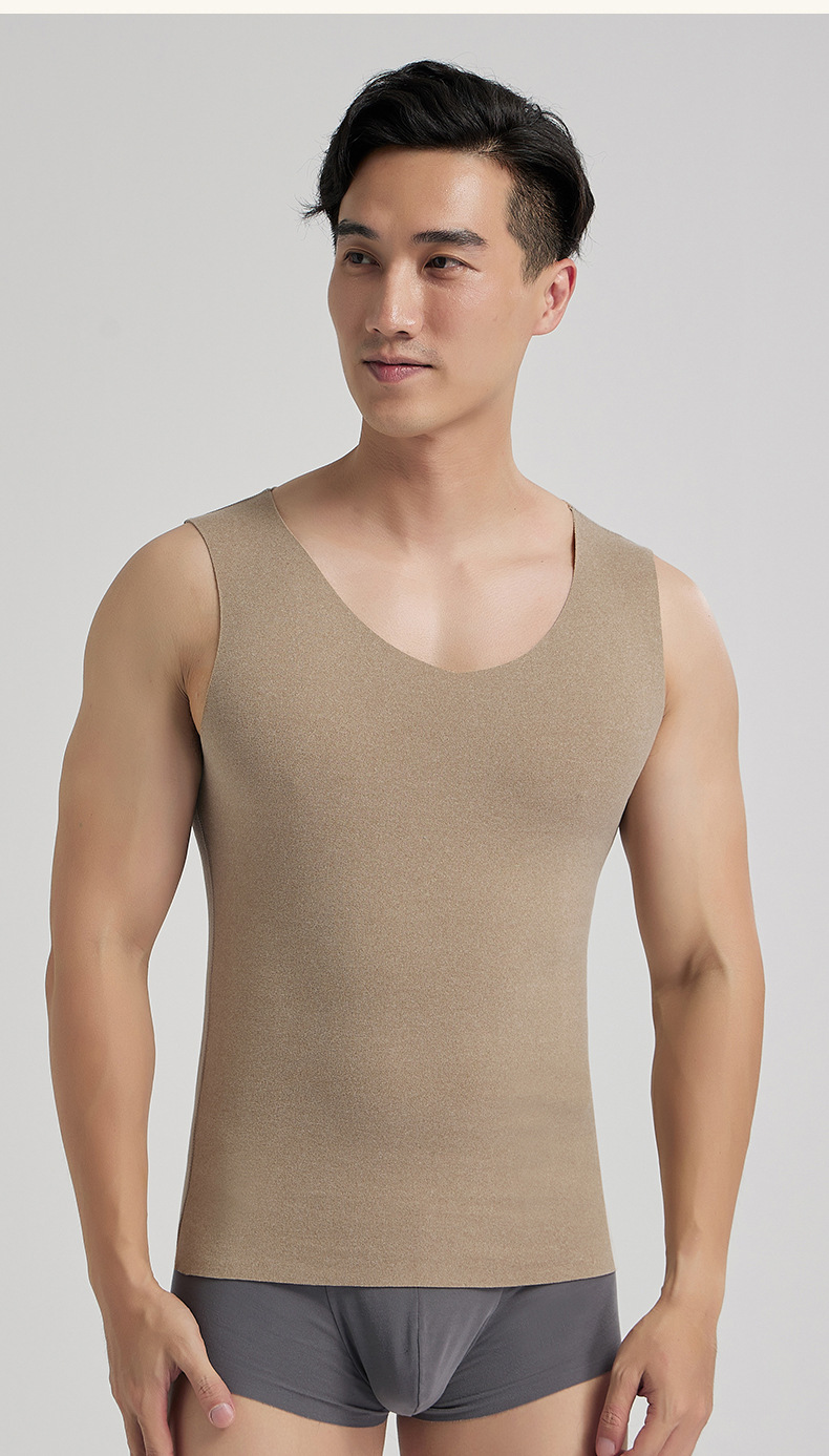 男士秋冬德绒保暖背心无痕防寒自发热打底马甲磨毛加绒加厚保暖衣详情18