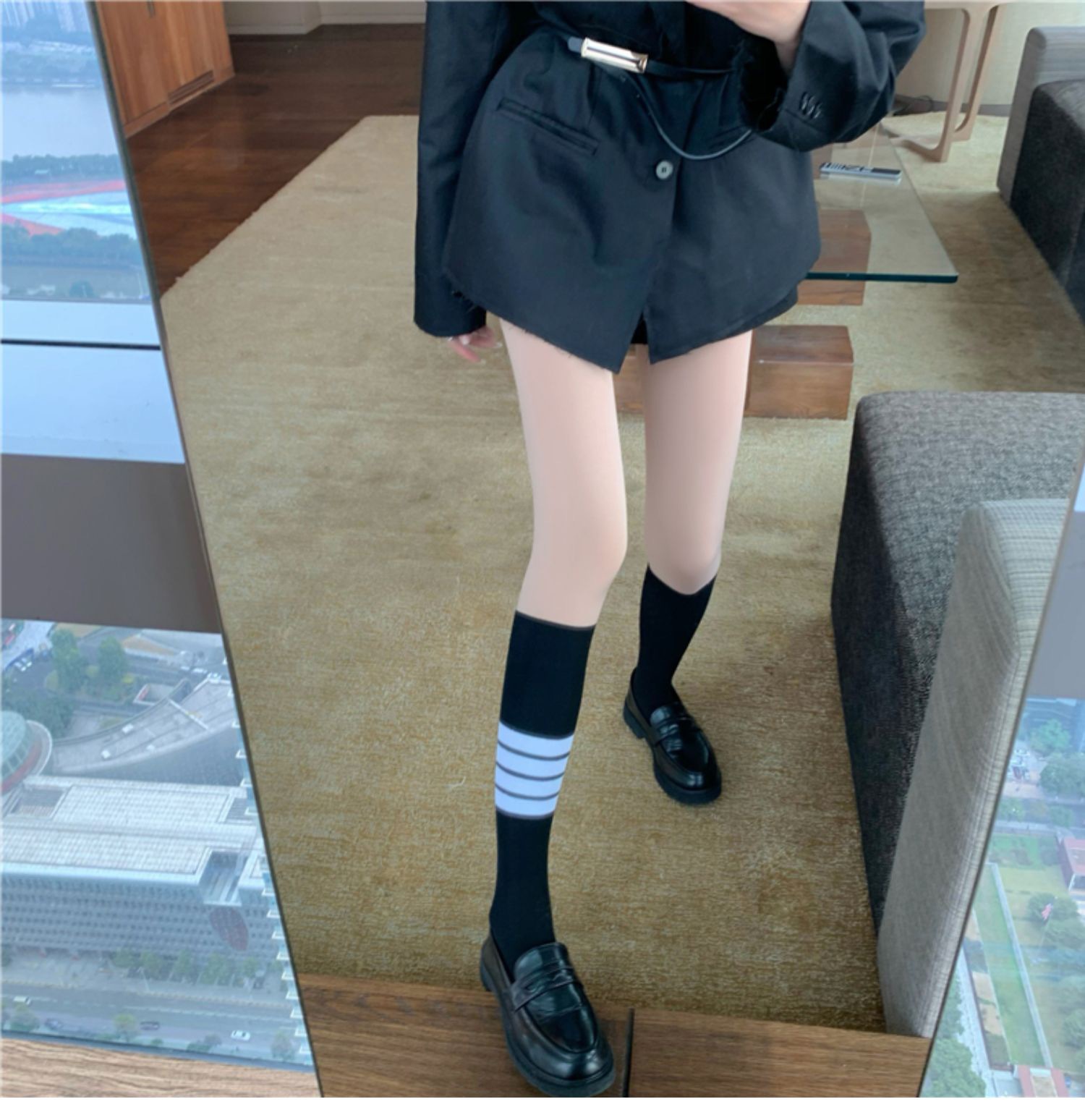 Spring and autumn base stockings patchwork style faux mid-calf thickened and fleece stockings are a fashionable and light-sensitive leg accessory pic 8