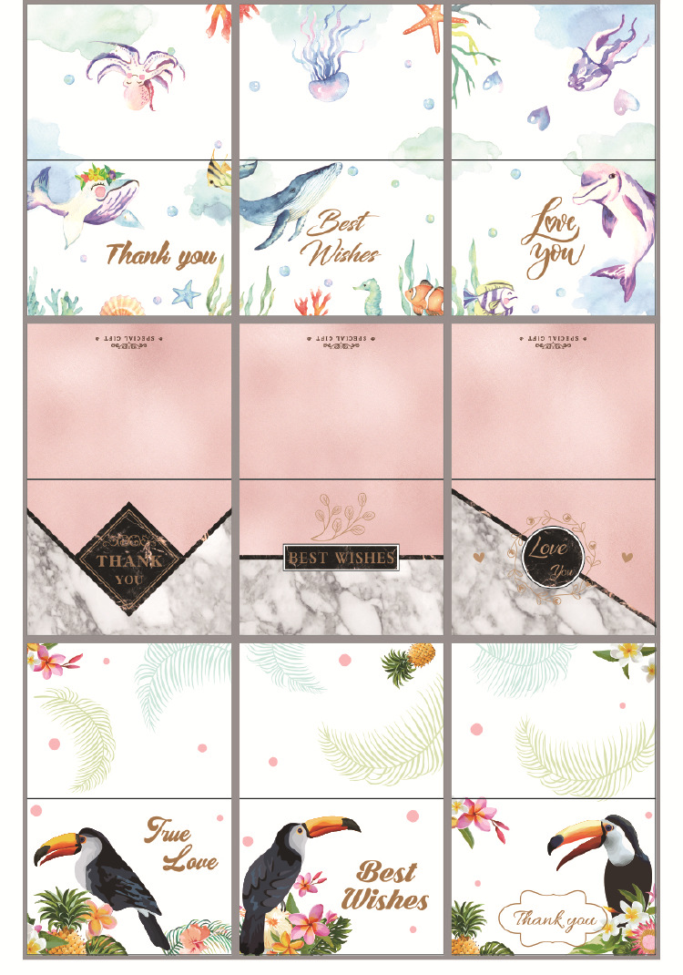 Simple European-style gilded creative thank-you card, baking flower shop birthday folding card, positive review after-sales service card pic 14