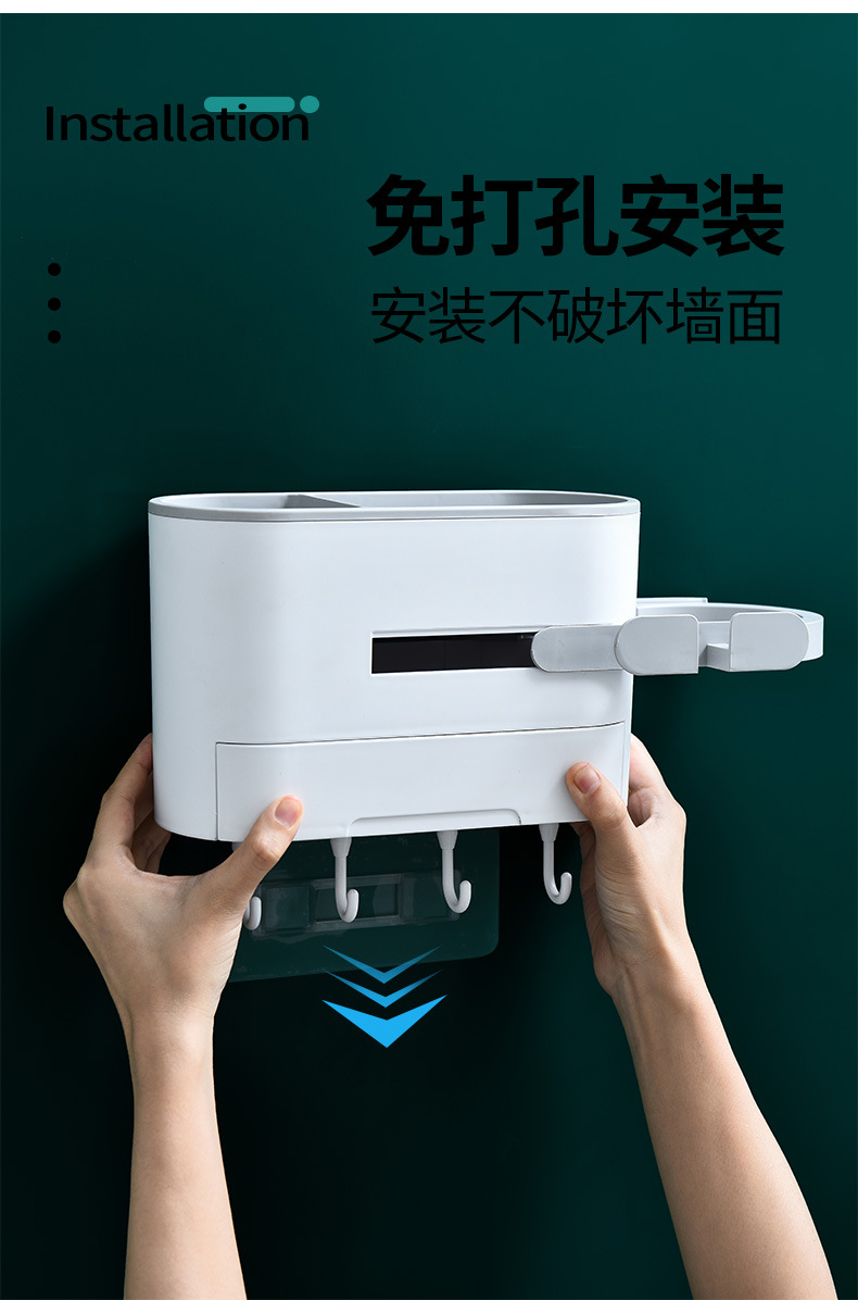 Hair dryer stand, no need for drilling, bathroom, toilet storage rack, wall-mounted hair dryer rack, air duct rack pic 9