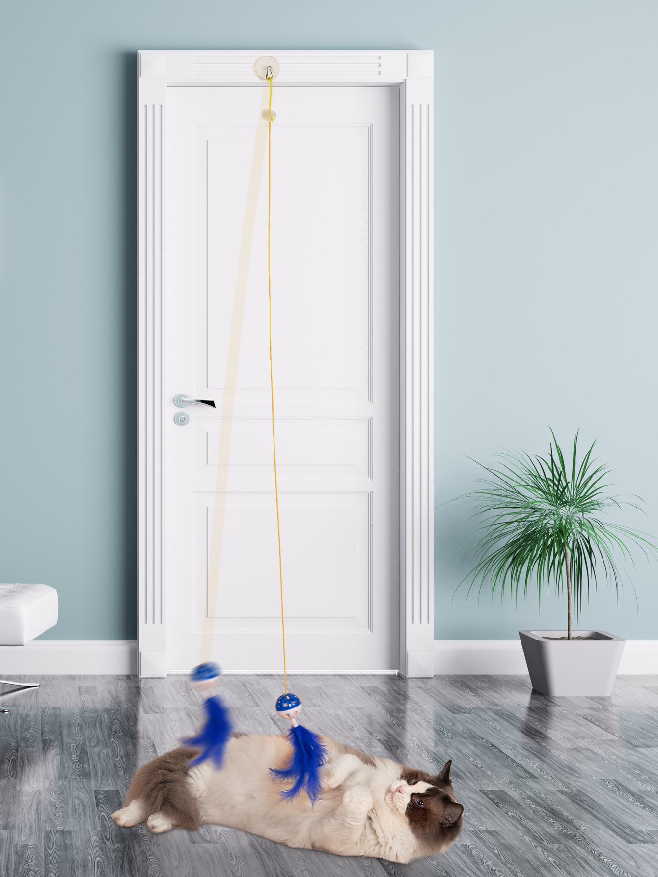 New cat-playing stick, swing, hanging door, cat toy, butterfly with catnip, self-entertainment, hanging, telescopic and adjustable pic 62