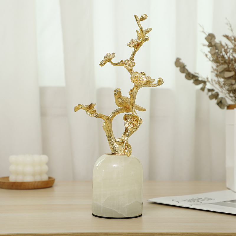 Golden tree-shaped handicrafts, golden candlestick ornaments, wealth attraction, high-end display gifts, company exhibition craft gifts pic 3