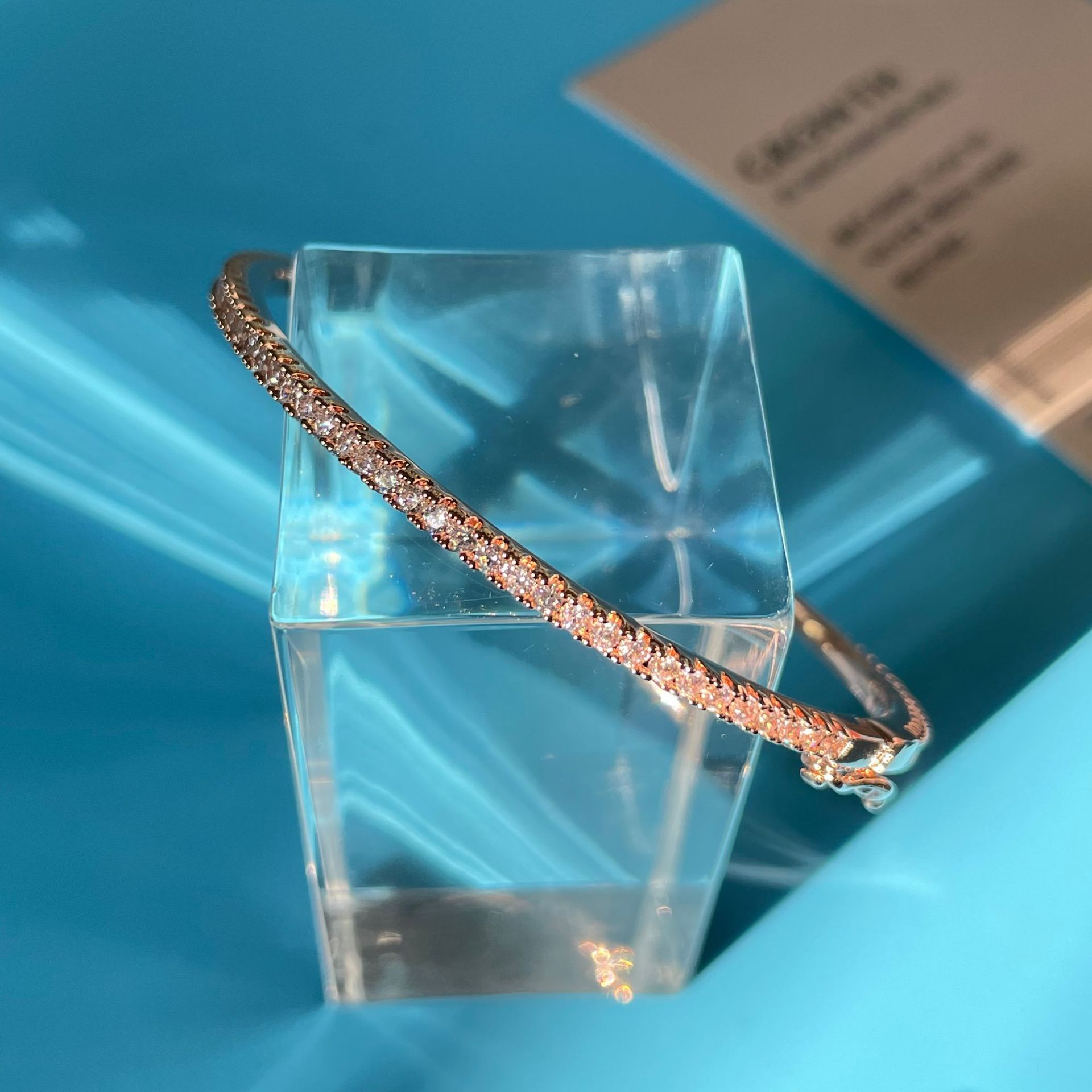 This is a classic and simple fine bracelet featuring a single row of zirconia arranged by European and American craftsmanship, presenting a high-end and elegant look pic 7