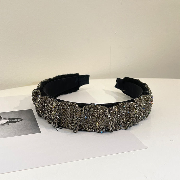 带钻发箍夏季感满钻发卡发箍大长发圈褶皱发夹发饰女边夹压发详情4