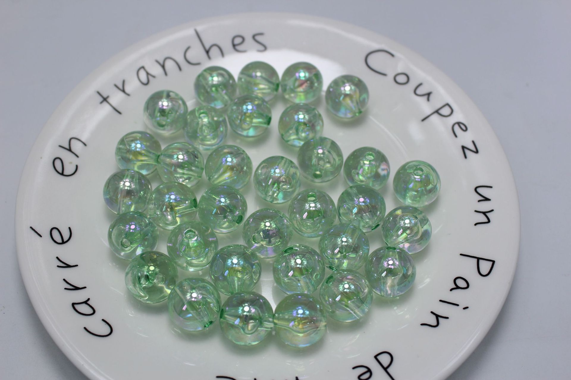 Acrylic through-hole round beads 16mm straight hole transparent UV-plated beads diy jewelry material, wholesale of string beads and loose beads pic 5