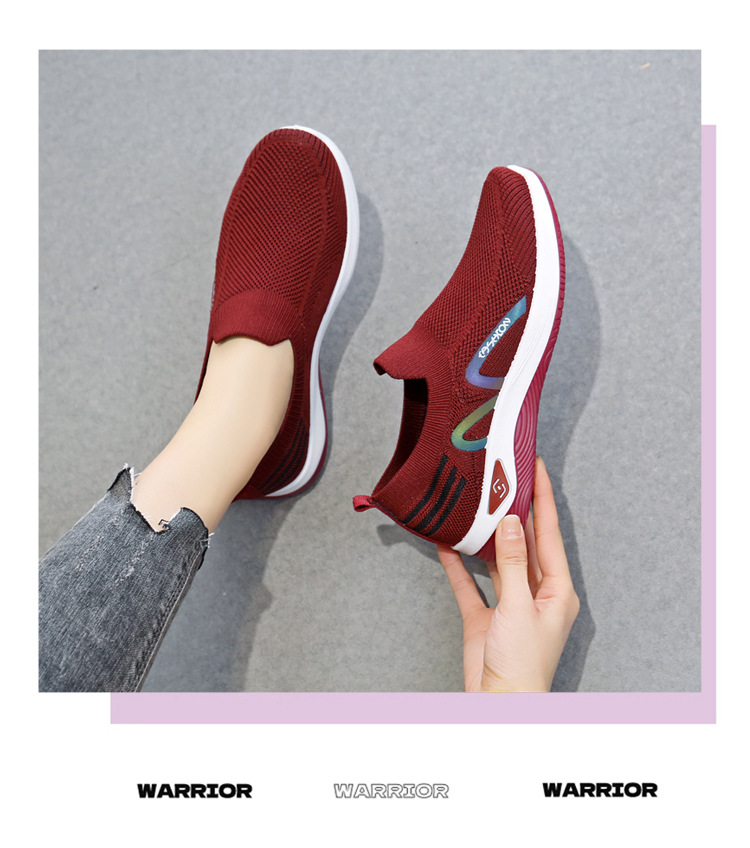 2023新款飞织一脚蹬袜子口休闲女鞋按摩底透气妈妈鞋健步运动鞋详情41