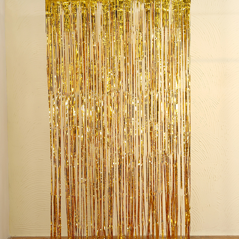 跨境1*2M派对高亮雨丝帘墙面氛围装饰流苏门帘生日婚庆布置彩带详情12