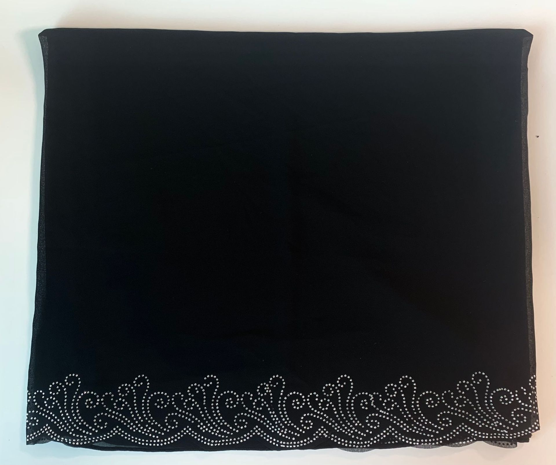 花边烫钻纯色雪纺盖头纱巾珍珠穆斯林女长巾新款详情13