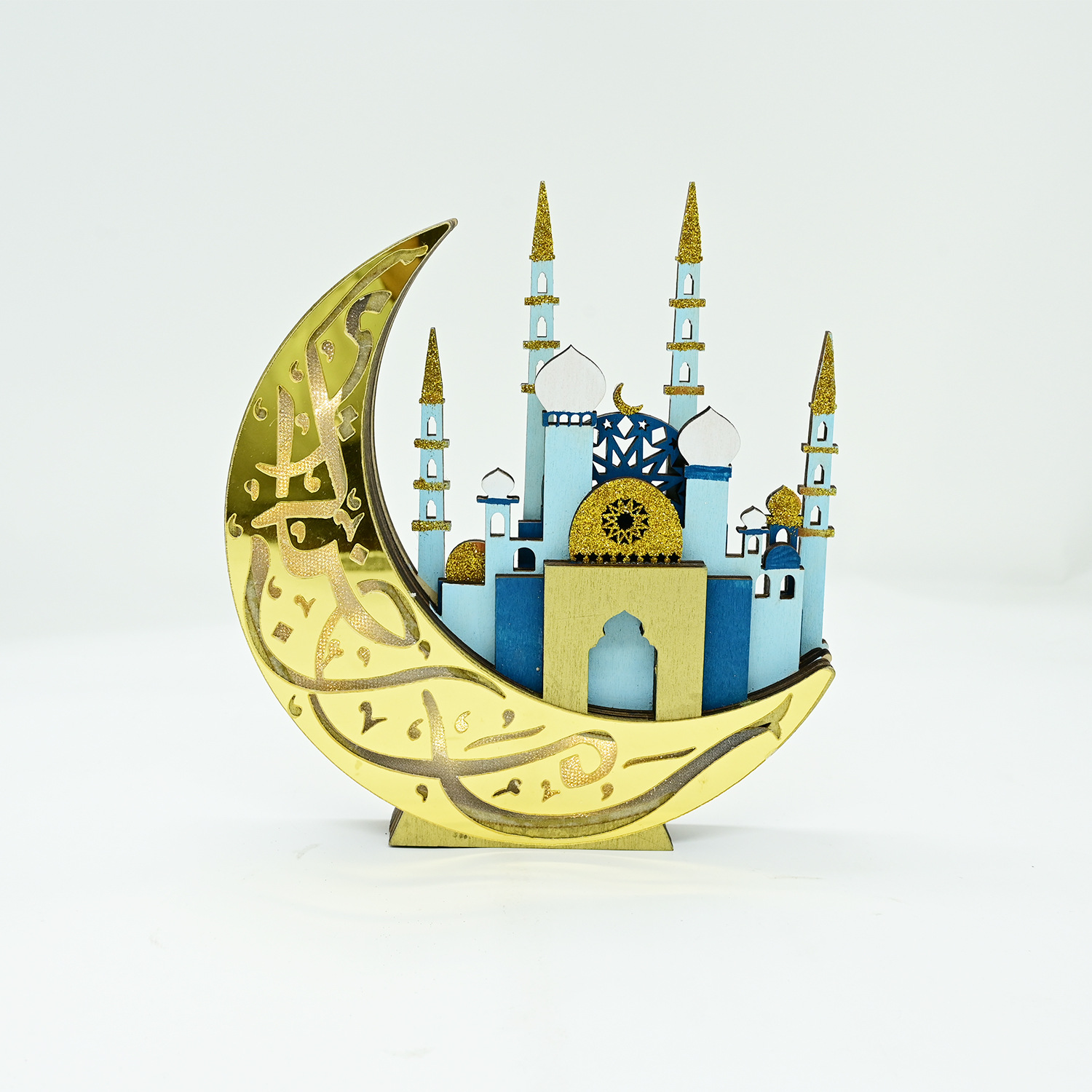 新款穆斯林LED立体木质城堡摆件 伊斯兰古尔邦节装饰品摆饰详情15