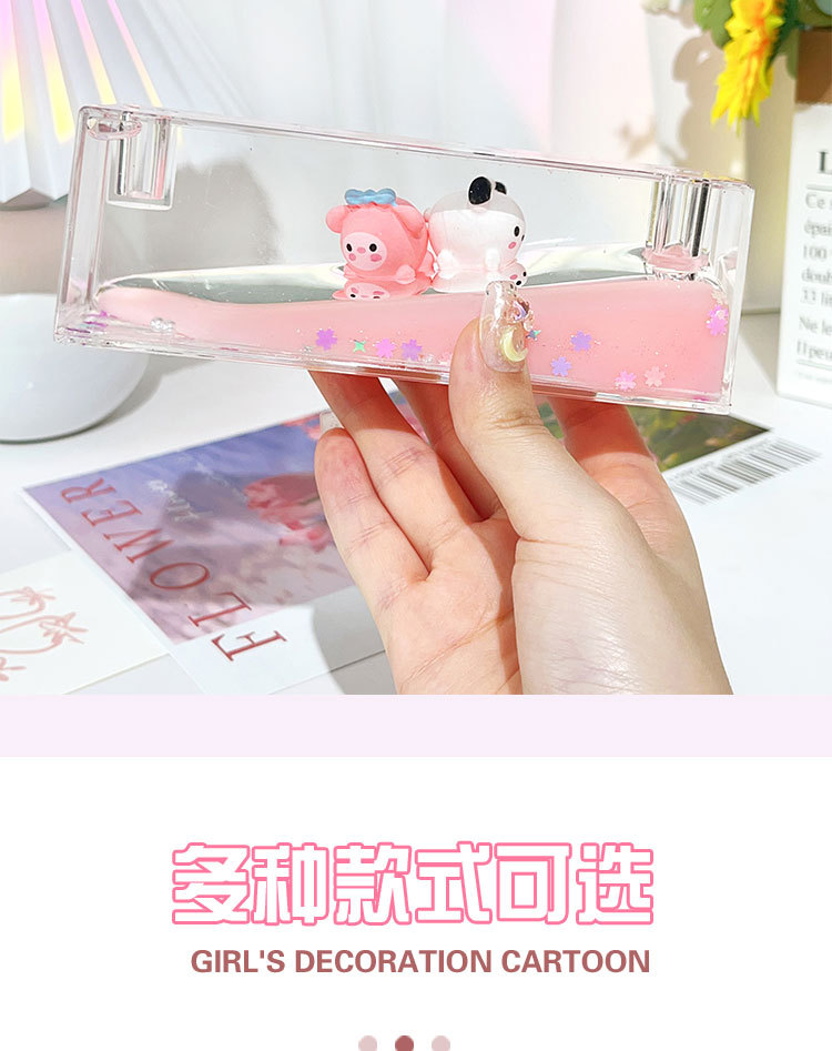 创意入油双漂公仔长方形可爱流沙摆件液体漂浮桌面解压装饰礼品详情9