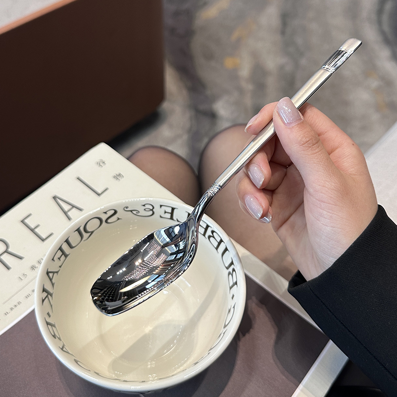 3EW1【老板娘自用轻奢款】18/10不锈钢灯笼柄勺子喝粥勺主餐勺长详情13