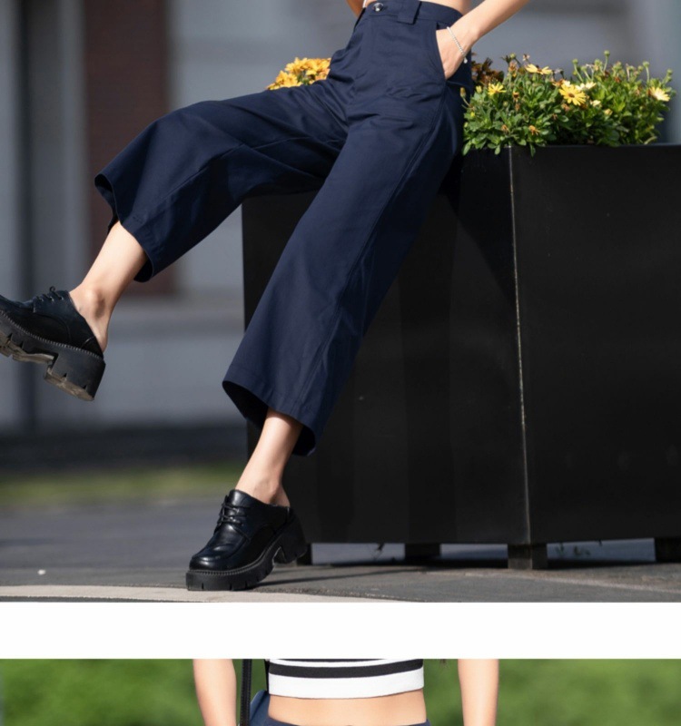 2024新款夏季纯棉小个子休闲裤女士九分裤中腰阔腿裤百搭款详情34