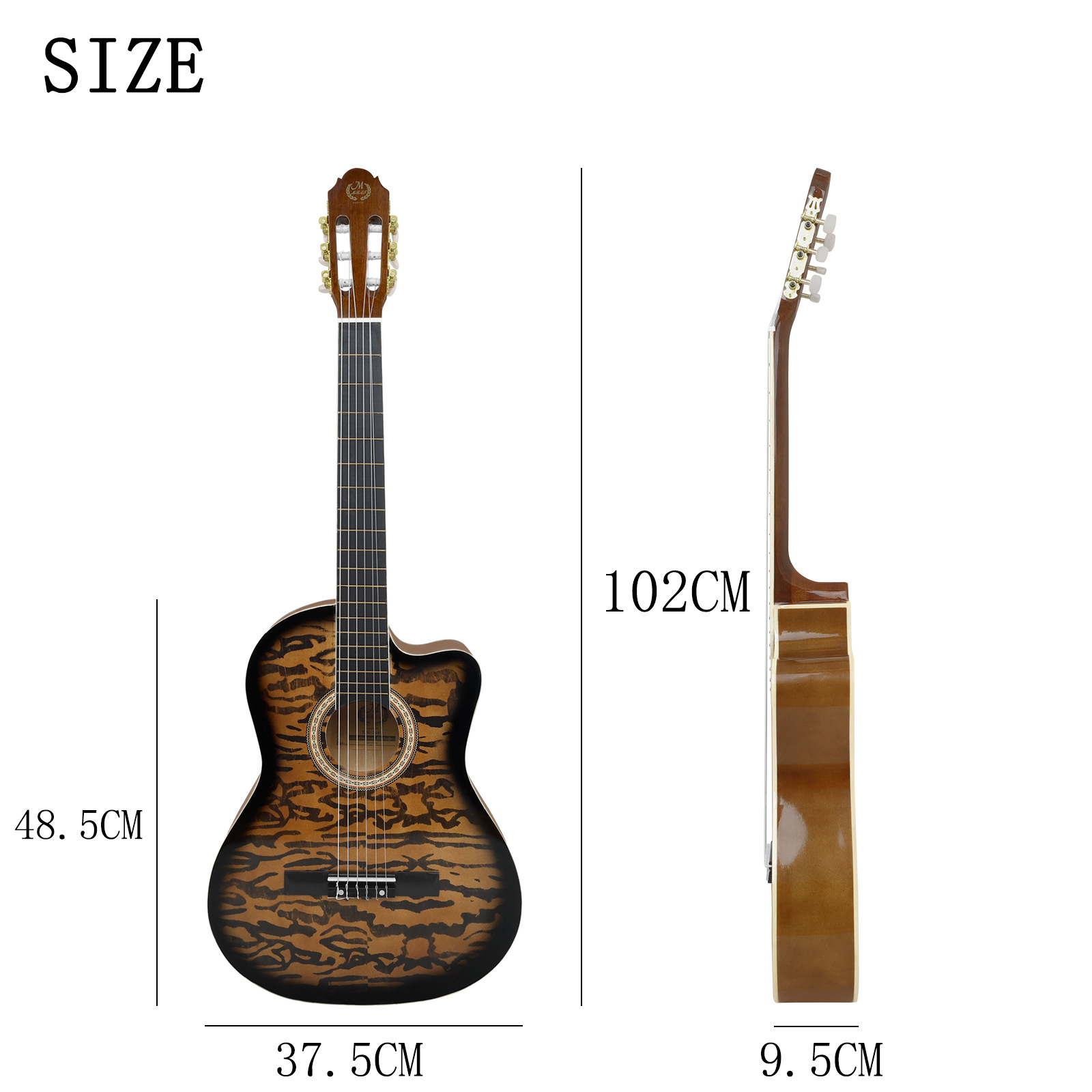MMBAT 3930 spruce top wave Pattern 20-piece classical guitar with missing corners comes with a complete set of accessories pic 3