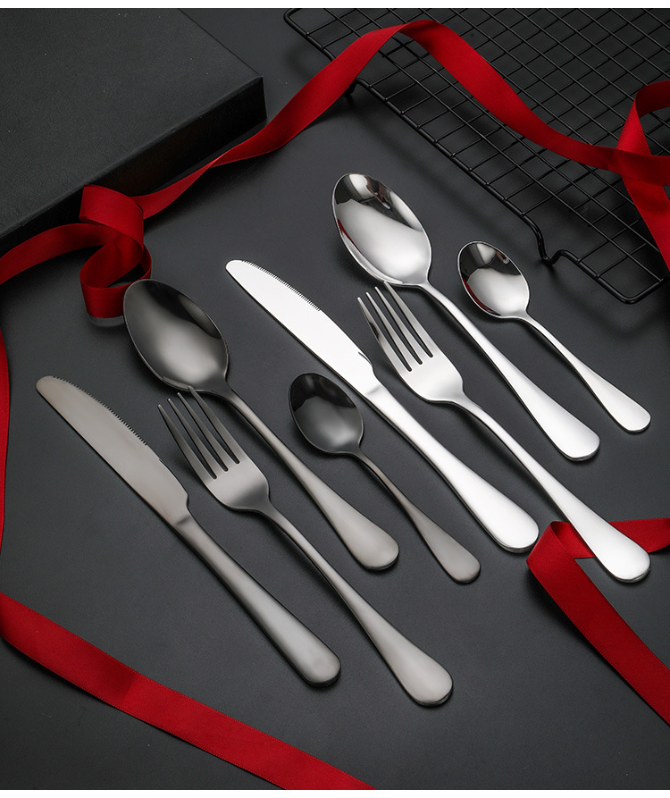 Amazon Stainless Steel Tableware Knife, Fork and Spoon Set, Cross-border Stainless Steel knife, fork and Spoon Gift Box 4-piece set, 24-piece set pic 12