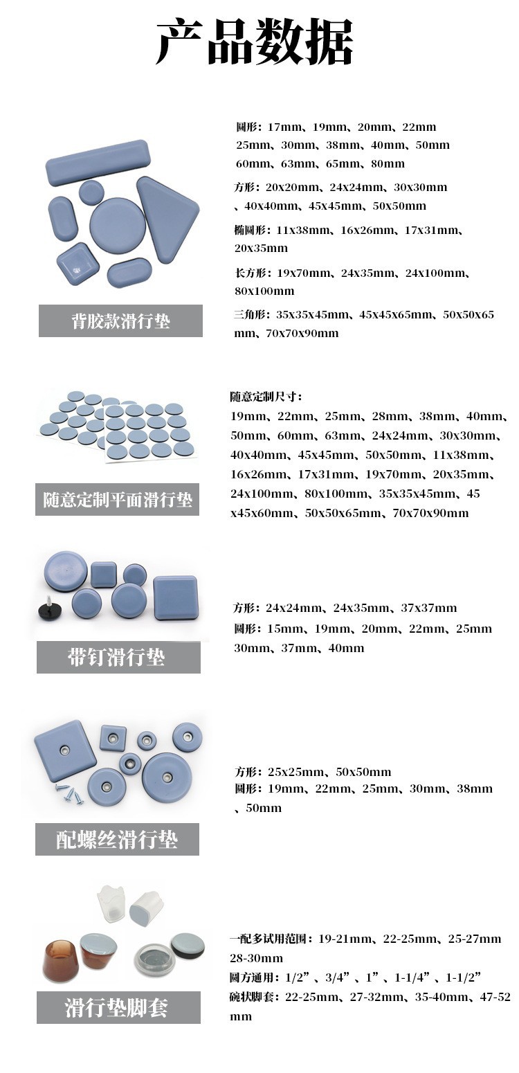 厂家直供 自粘耐磨家具滑行垫 助滑垫 地板保护垫  圆19-22mm详情3