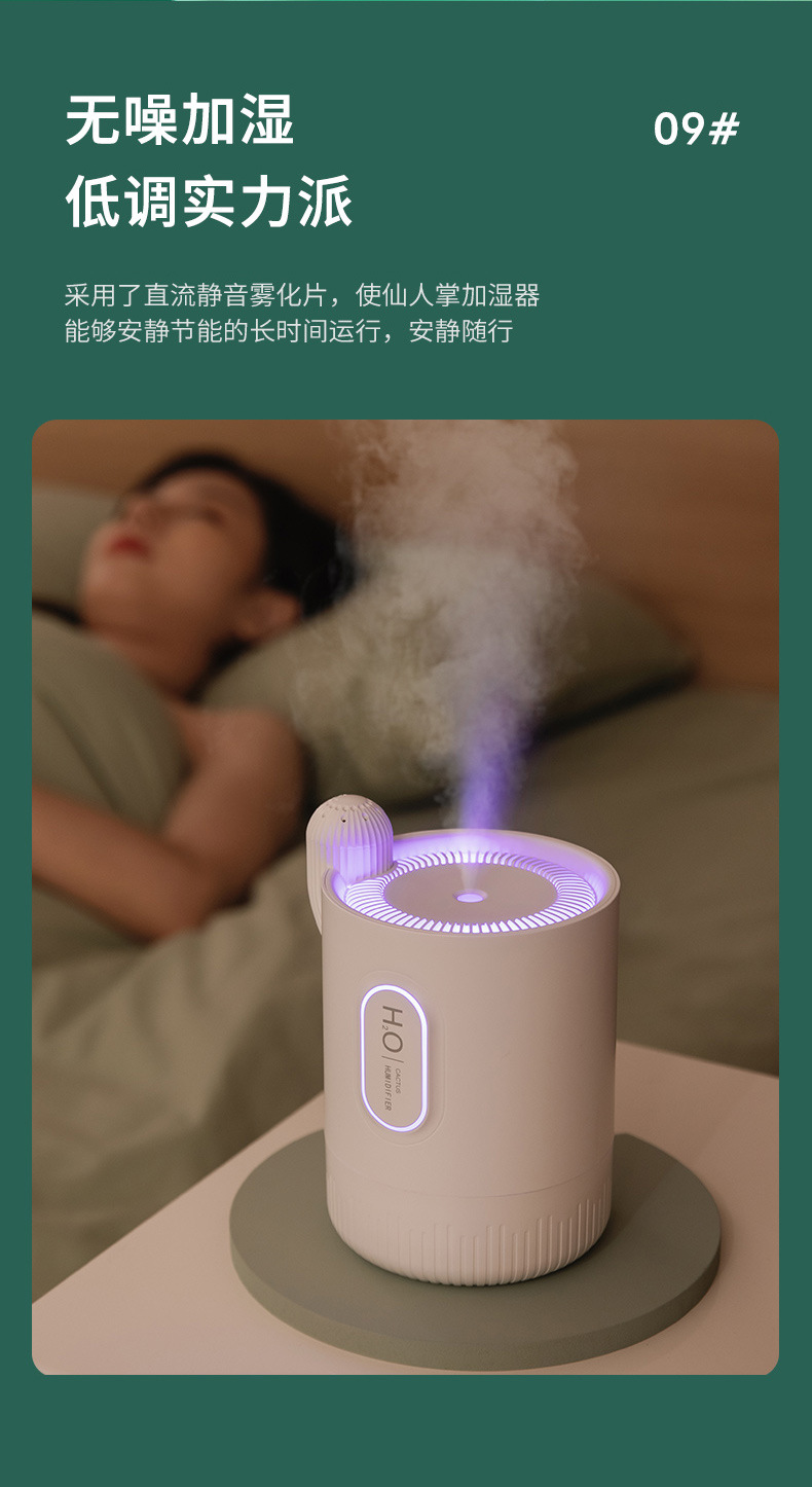Cactus humidifier, small rechargeable air conditioner, office desktop, home silent humidifier pic 15