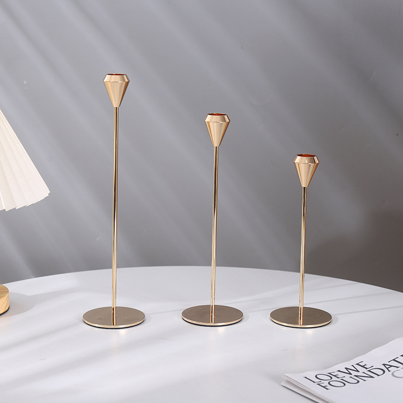 New European-style candle holder ornament, retro, simple and romantic. Golden waist and golden candle holder ornament pic 1