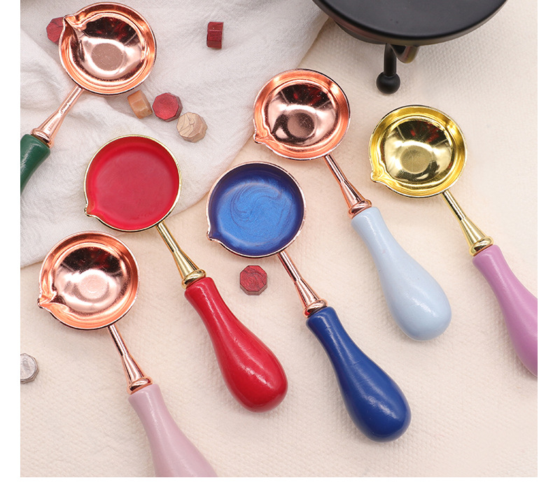 9色复古马卡龙火漆勺子  火漆印章封蜡工具配件 信封手账封蜡使用详情11