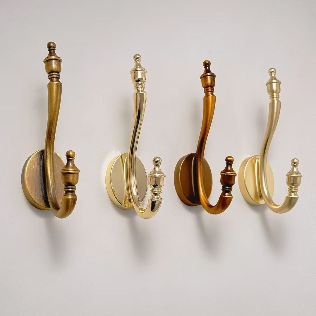 法式仿古挂衣钩实木门后挂钩衣柜衣帽钩玄关墙壁单个挂钩黄古铜详情1