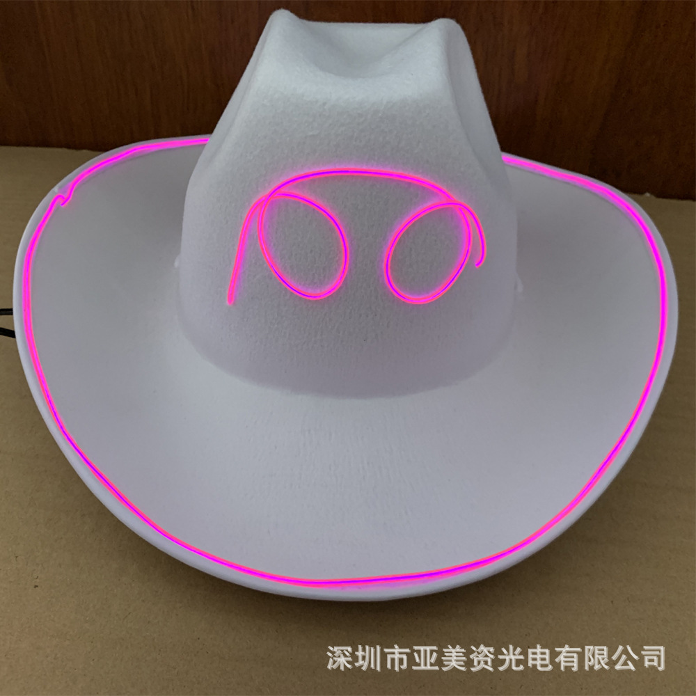 Amazon DIY Christmas LED cowboy hat, LED light hat, EL cold light cowboy hat, Christmas top hat, bride hat pic 7