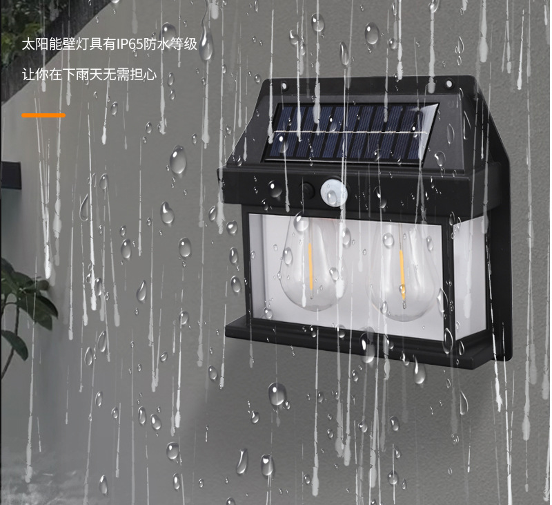 Cross-border bestseller TEMU solar tungsten filament wall lamp, human-sensing three-mode garden outdoor waterproof LED night light pic 11