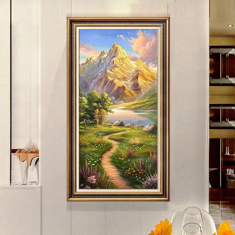 American-style entrance foyer hanging paintings, modern art, European-style vertical corridor and passageway decorative paintings, grand murals, large size pic 19