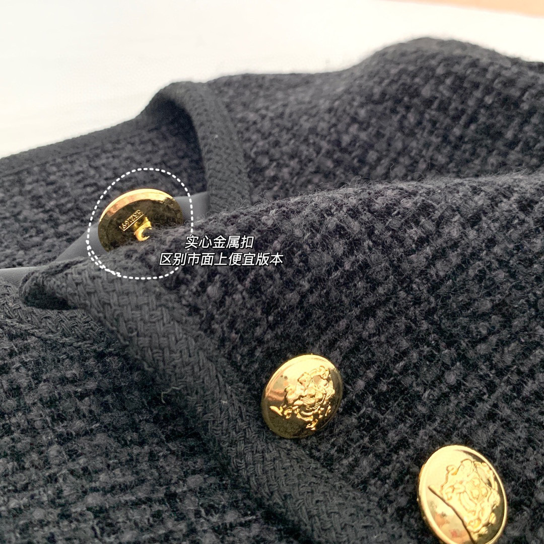 同款~黑色小香风短外套女23秋冬新款粗花呢六扣双口袋详情13