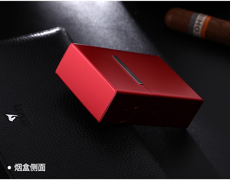 The magnetic flap aluminum cigarette box is pressure-resistant, moisture-proof, portable and can hold a whole pack of cigarettes. It can be placed in a personalized laser 20-cigarette box pic 23
