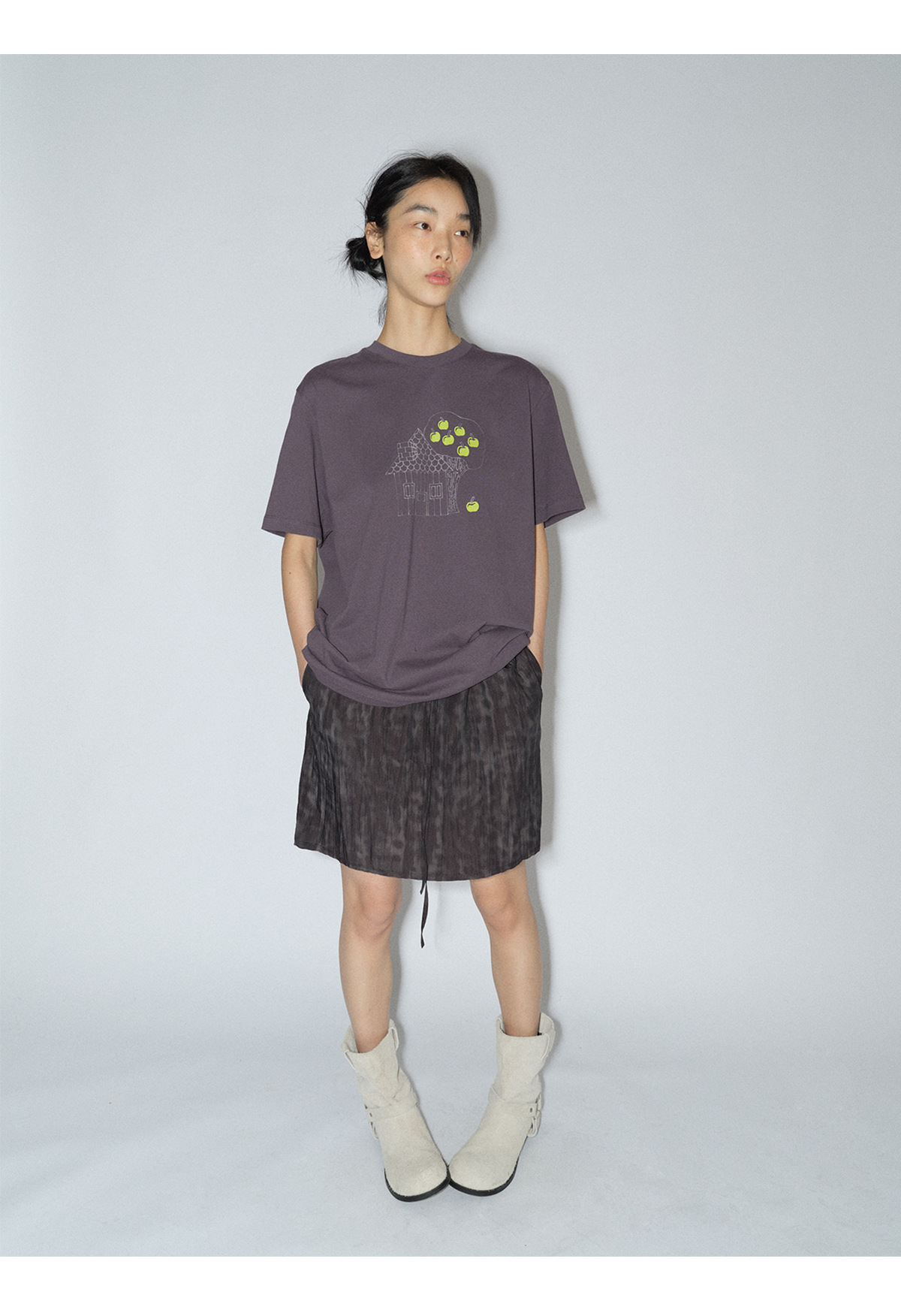 [识时]新品纯棉童真印花宽松舒适百搭休闲圆领套头T恤上衣女V8270详情16