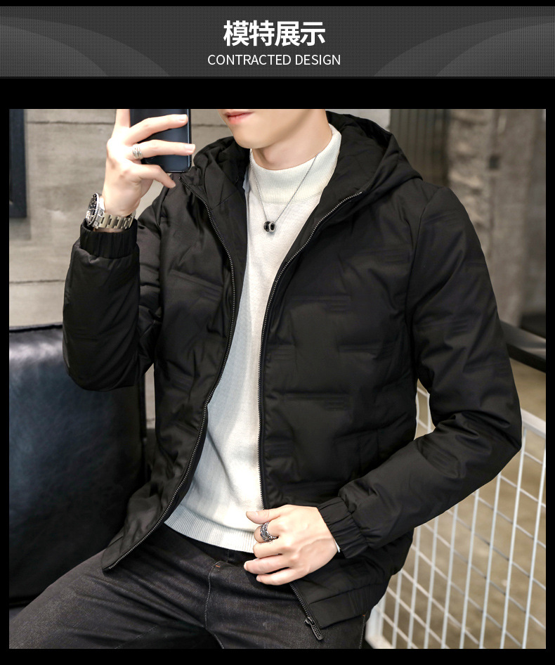 羽绒服男式2023新款秋冬季潮流修身轻薄连帽短款80绒保暖羽绒外套详情12