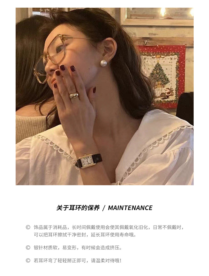 S925银针法式复古珍珠耳环高级感批发新款纯银耳钉小众百搭耳饰女详情11