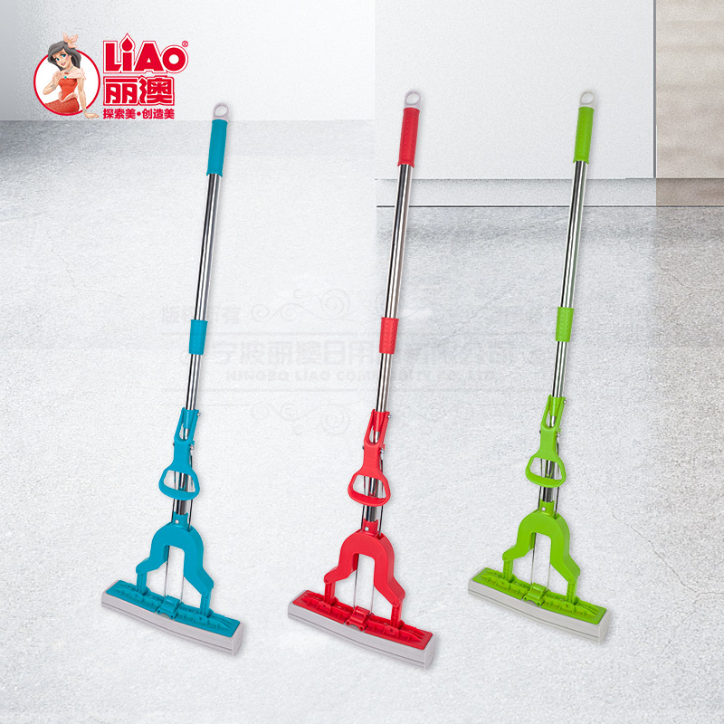 家用不锈钢滚轮式胶棉吸水海绵挤水拖把免手洗懒人拖布硬胶棉头详情7