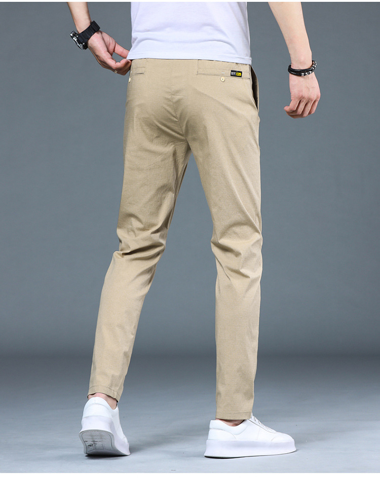 夏季薄款休闲裤男款修身直筒透气弹力冰丝百搭潮流男裤子批发凉感详情22