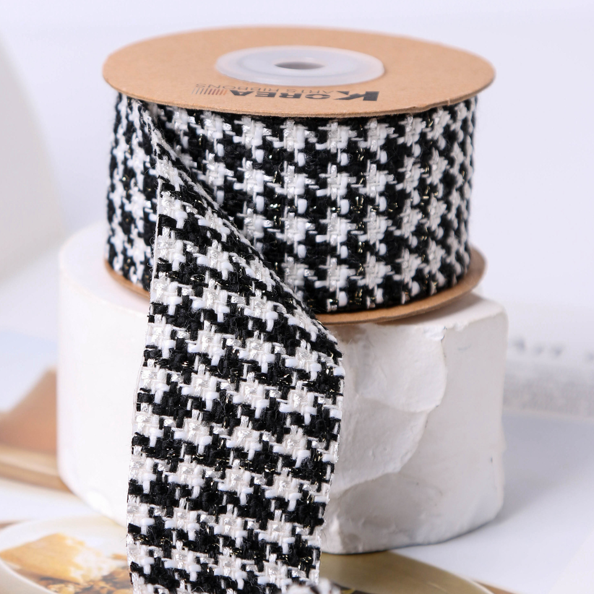 Autumn and winter collection: Gold and silver scallion large check linen woven tape, DIY bow hair accessory, flower gift packaging, clothes and accessories pic 20