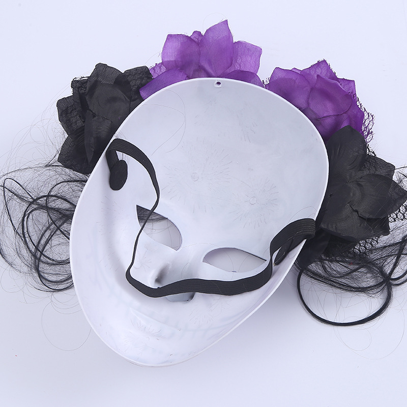 跨境万圣节化妆舞会面具恐怖面具鬼新娘纸面具派对恐怖假发面具详情5