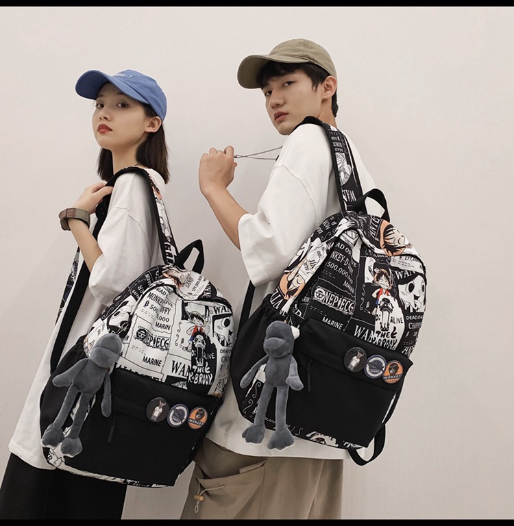 2023新款书包大容量时尚百搭双肩包初高中生情侣简约校园风双肩包详情26