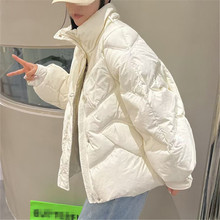 Down jacket for women, mid-length, knee-length style, 2022 Dongdaemun, South Korea, patchwork knitted hooded couple white duck down jacket trend pic 9