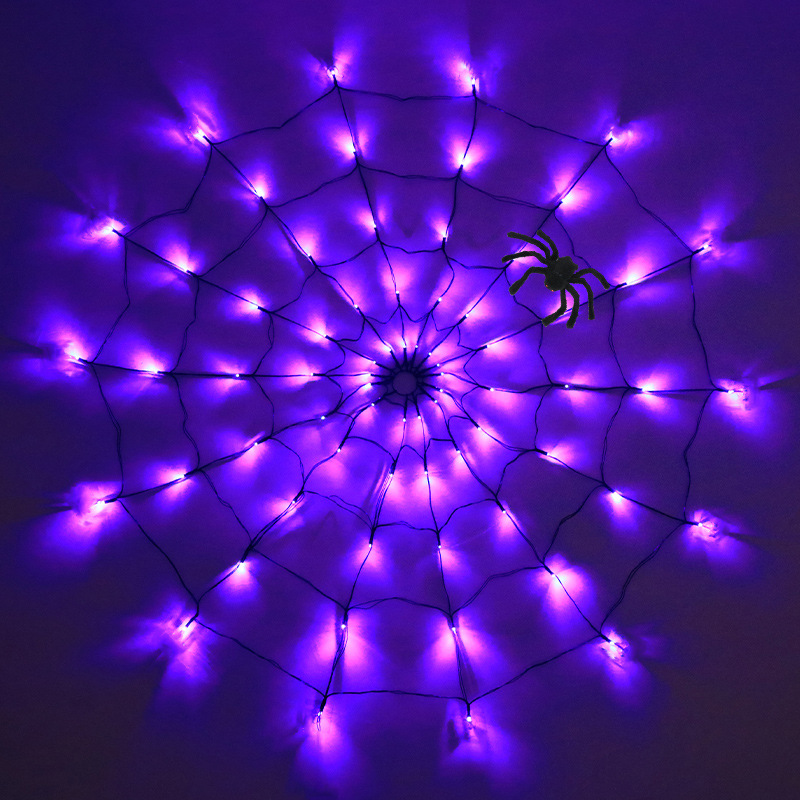 万圣节发光蜘蛛网灯led节日灯串鬼节恐怖墙壁氛围布置遥控灯跨境详情12