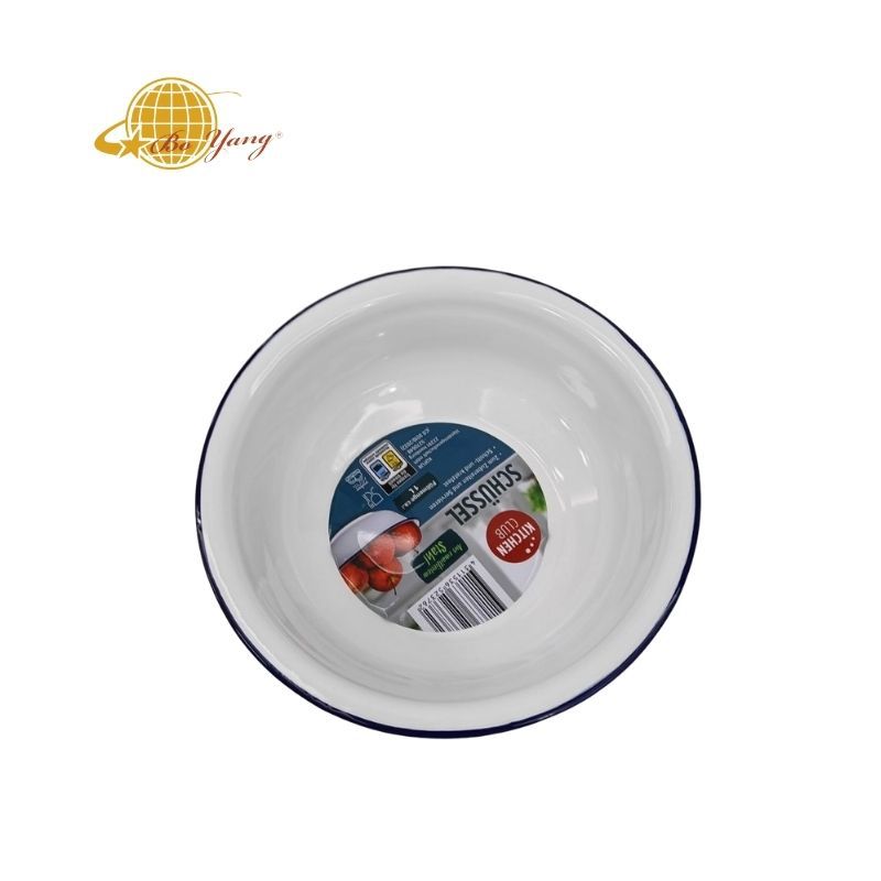 Hot sales on Amazon: 6 pieces per box, white enamel basins, enamel deep plates, hotel household enamel plates, picnic plates pic 1