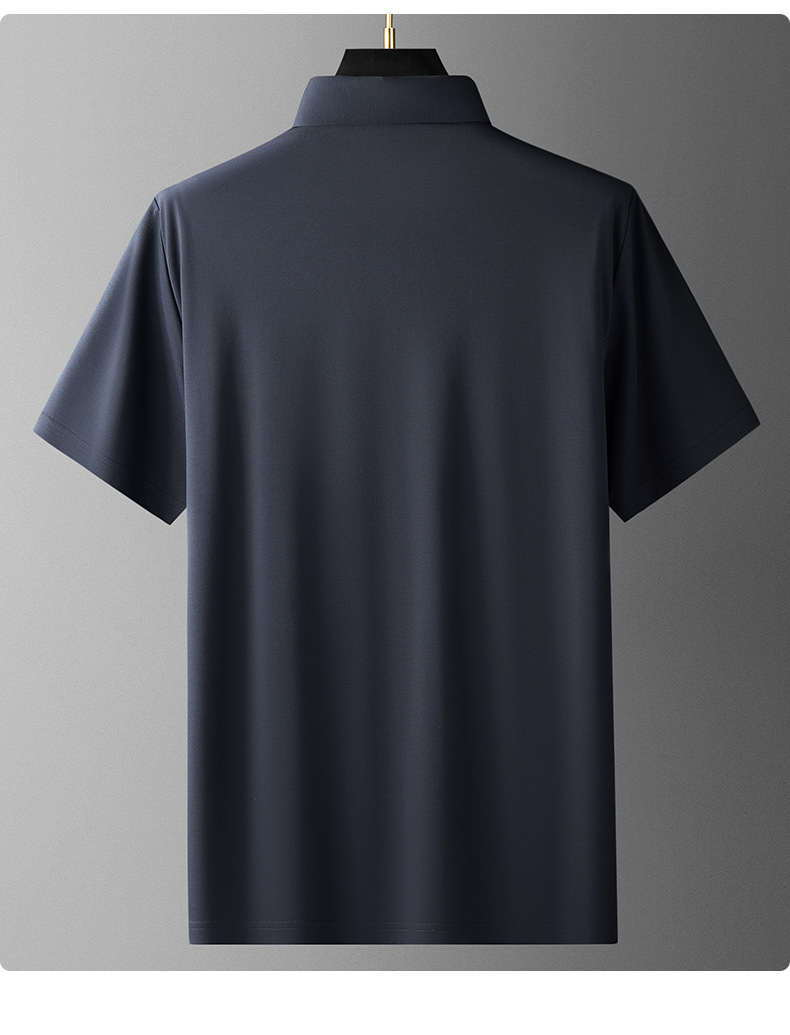 夏季新款翻领短袖T恤铜氨纤维宽松大码休闲卫衣polo衫裸感薄款潮详情16