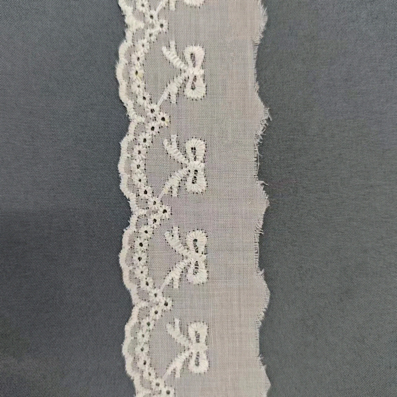 Wholesale of cotton embroidered lace, hollowed-out lace, embroidered skirt hem, clothing accessories, milk silk, perforated, barcode 2.5 pic 85