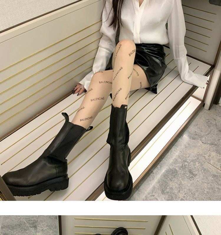 黑色字母丝袜薄款女夏天鹅绒光腿神器JK巴黎b家黑丝菠萝袜连裤袜详情7