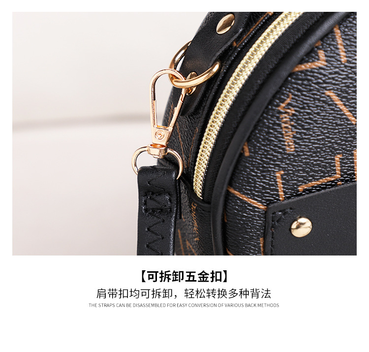 The 2021 new letter-printed double-layer single-shoulder small round bag for women is a fashionable and casual mobile phone bag with an upgraded version pic 29
