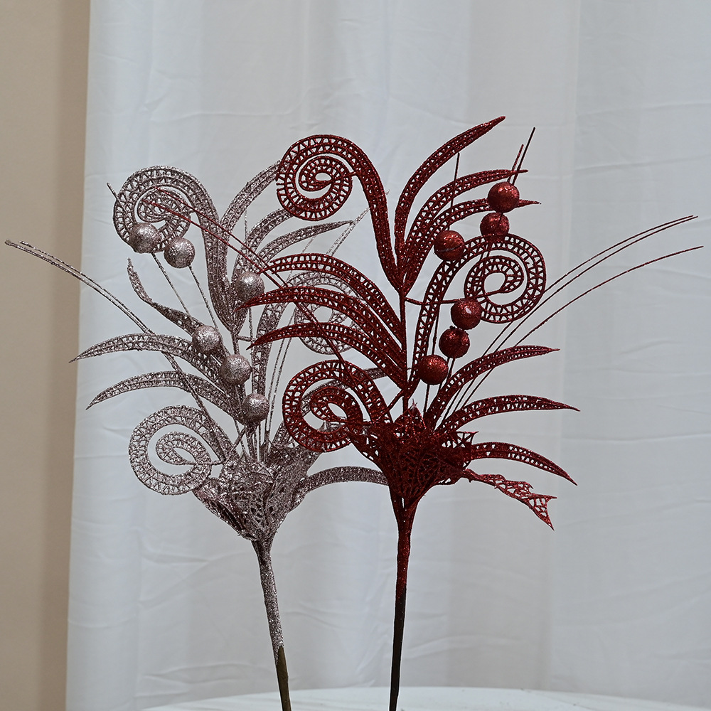 Artificial flowers, Christmas gold powder festival, lily of the valley, decorative branches, Christmas tree plugins, atmosphere items, artificial branches, party pic 1