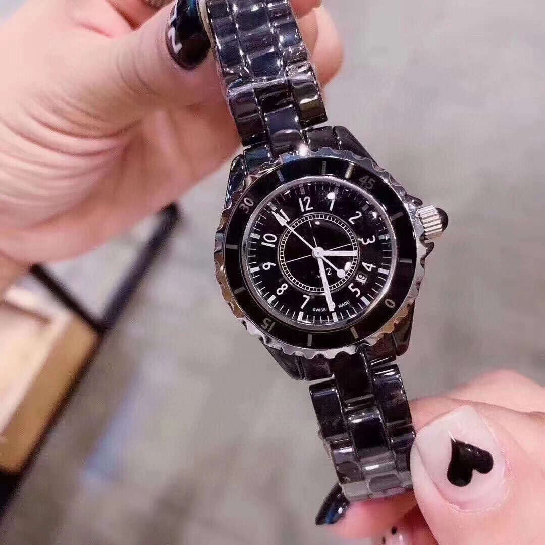 小香风手表J12系列白色陶瓷手女士石英表防水蝴蝶扣情侣手表男表详情15