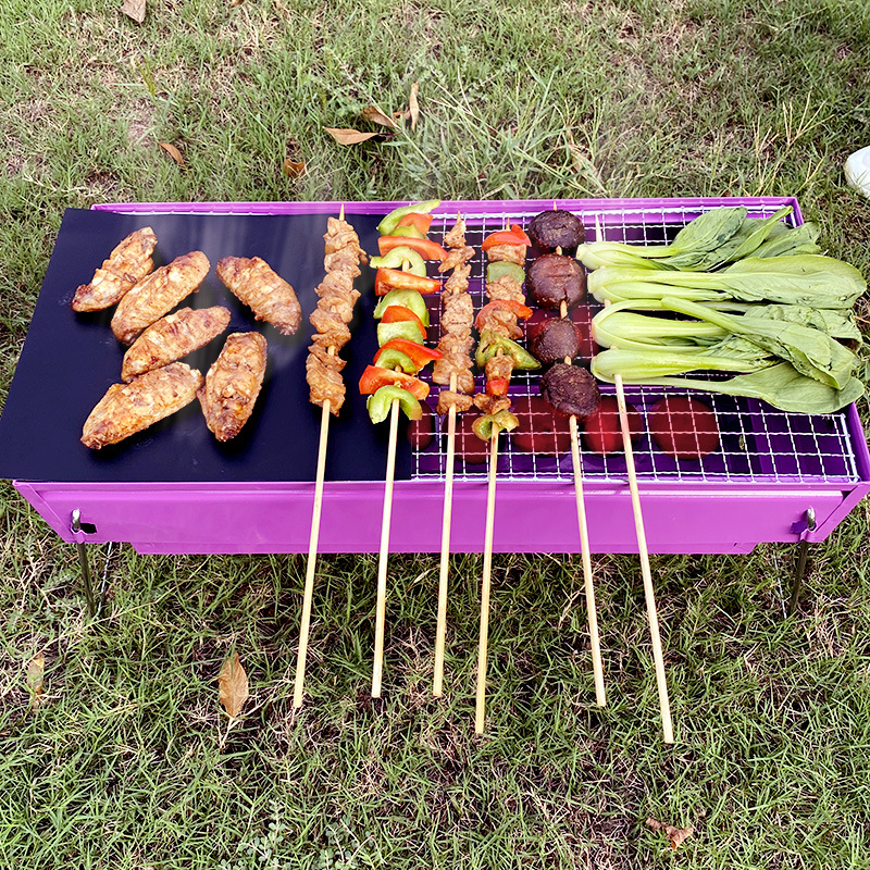 厂家现货新品网红马卡龙色烤漆户外烧烤炉BBQ便携式折叠烧烤架详情1