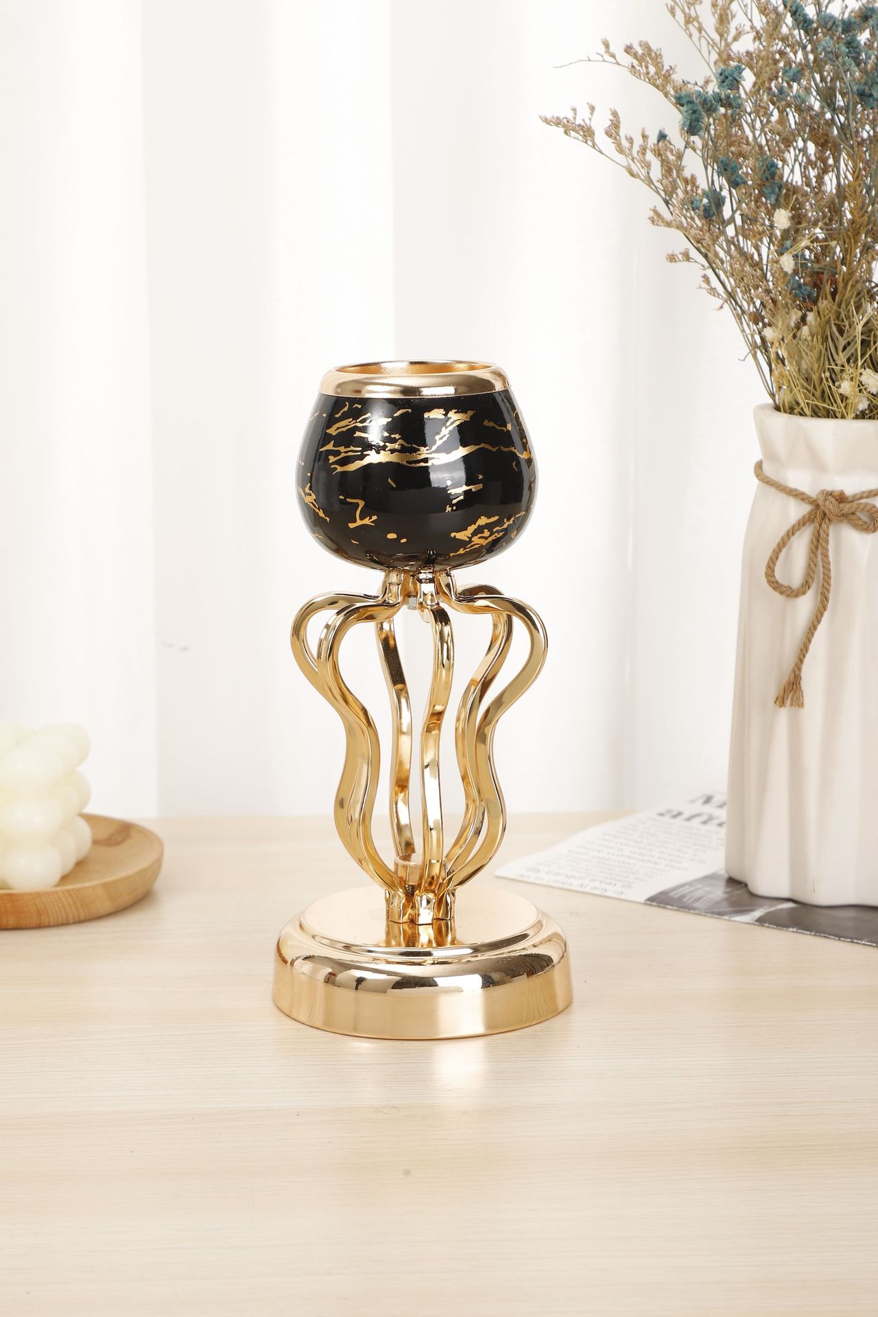New European retro metal candlestick, creative cup-shaped metal candlestick, home and hotel candlestick decoration pic 1