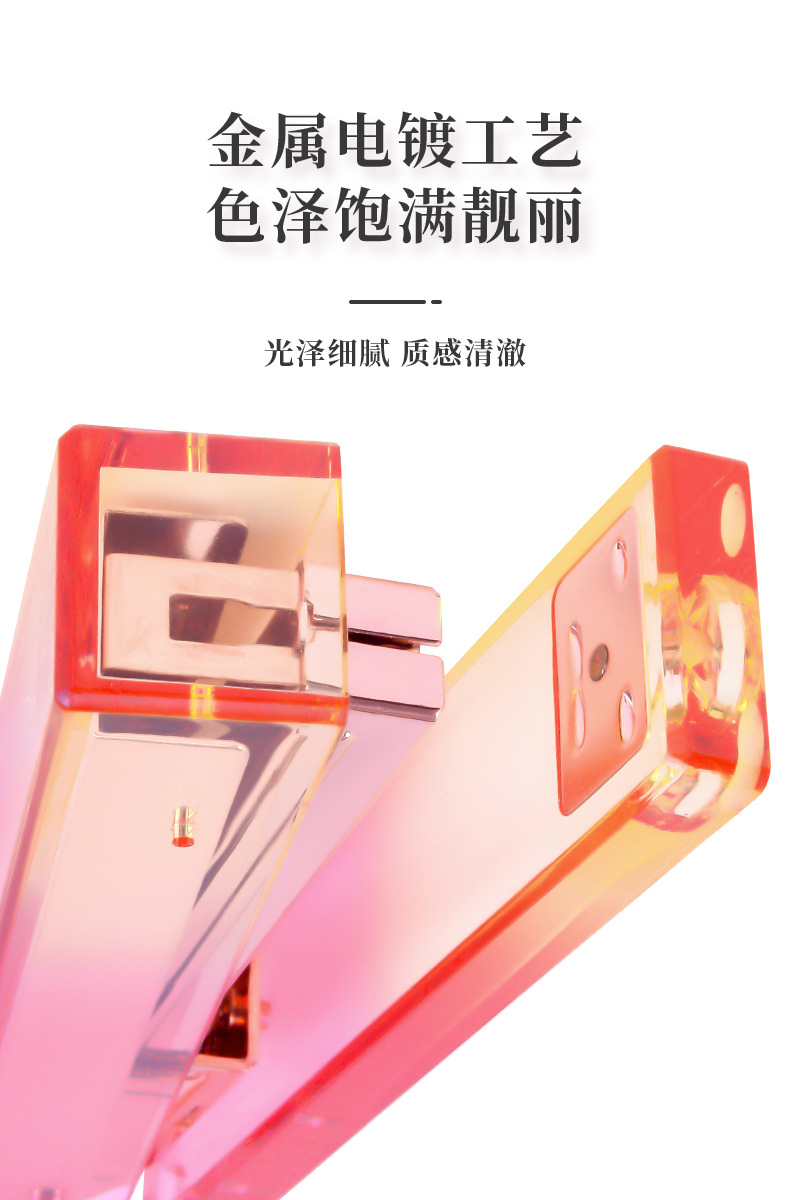 Cross-border e-commerce Amazon transparent color gradient acrylic stapler for home use, 24/6, 26/6 binding office pic 3