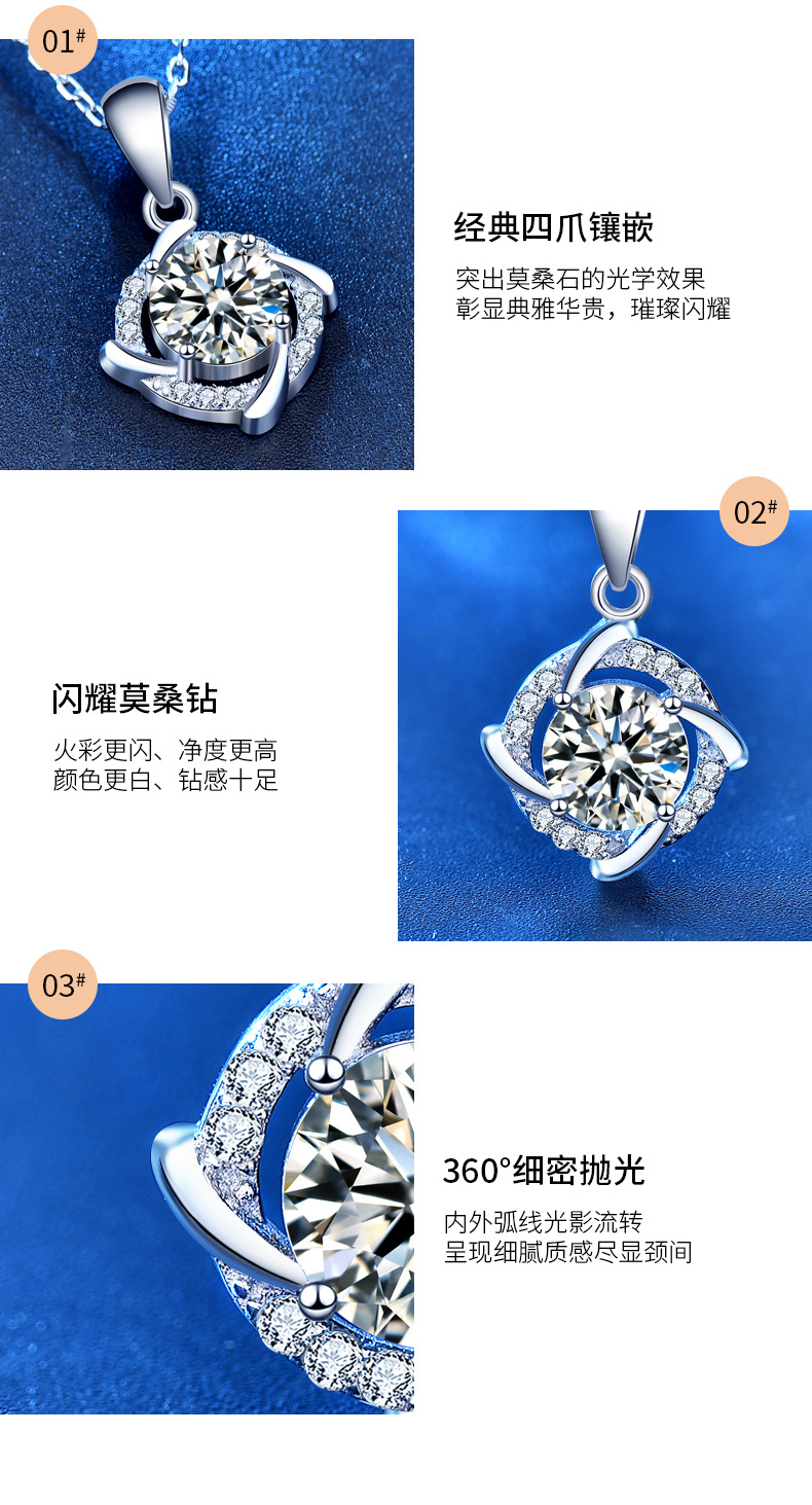 925 sterling silver windmill necklace, new Korean version for women, faux diamond Moissanite pendant, elegant collarbone neck chain accessory pic 23